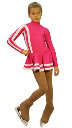 IceDress Figure Skating Dress - Thermal - Star (Fuchsia And White)