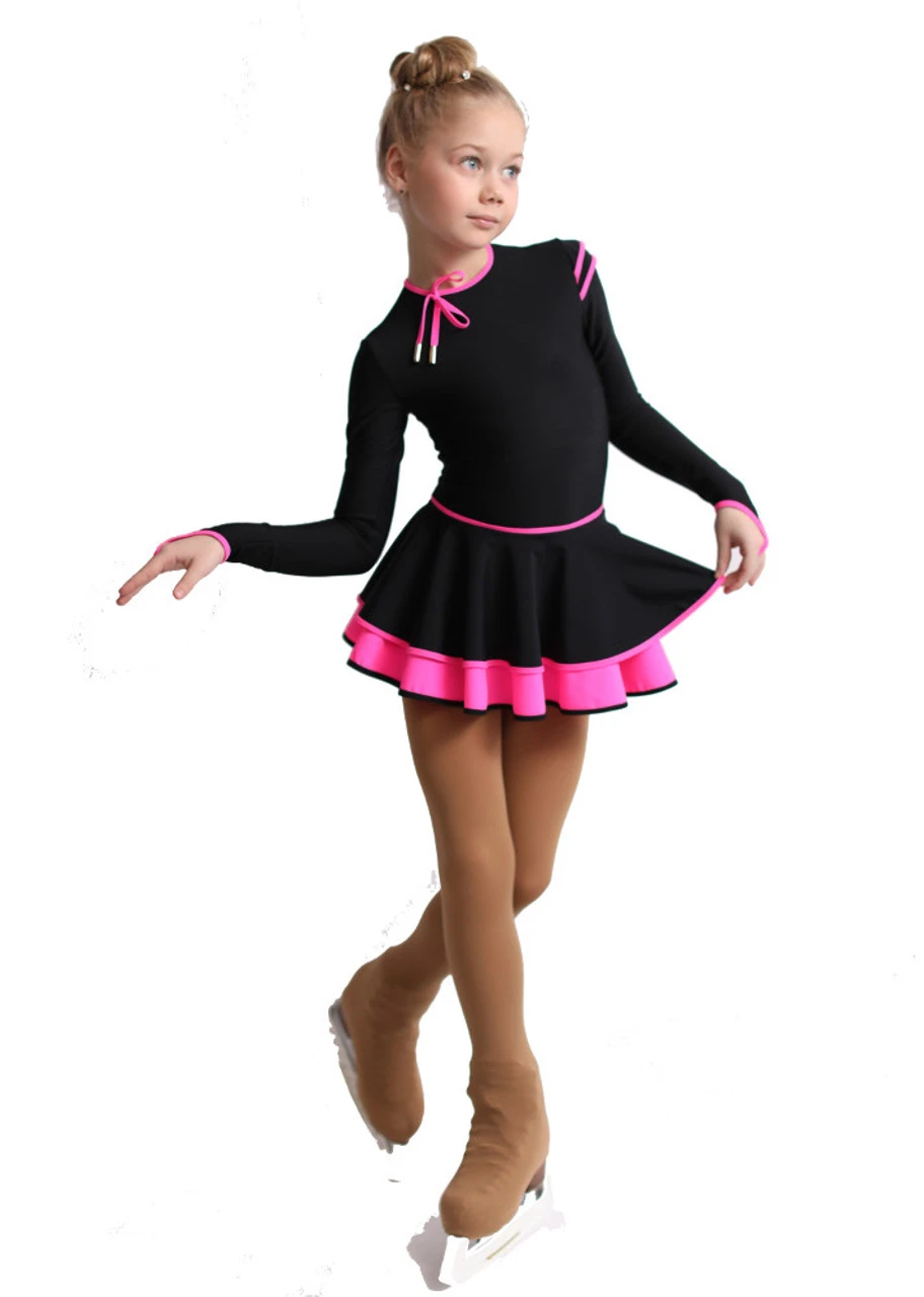 IceDress Figure Skating Dress - Thermal - Duet (Black With Hot Pink) 7 IceDress Figure Skating Dress - Thermal - Duet (Black With Hot Pink) - Image 5