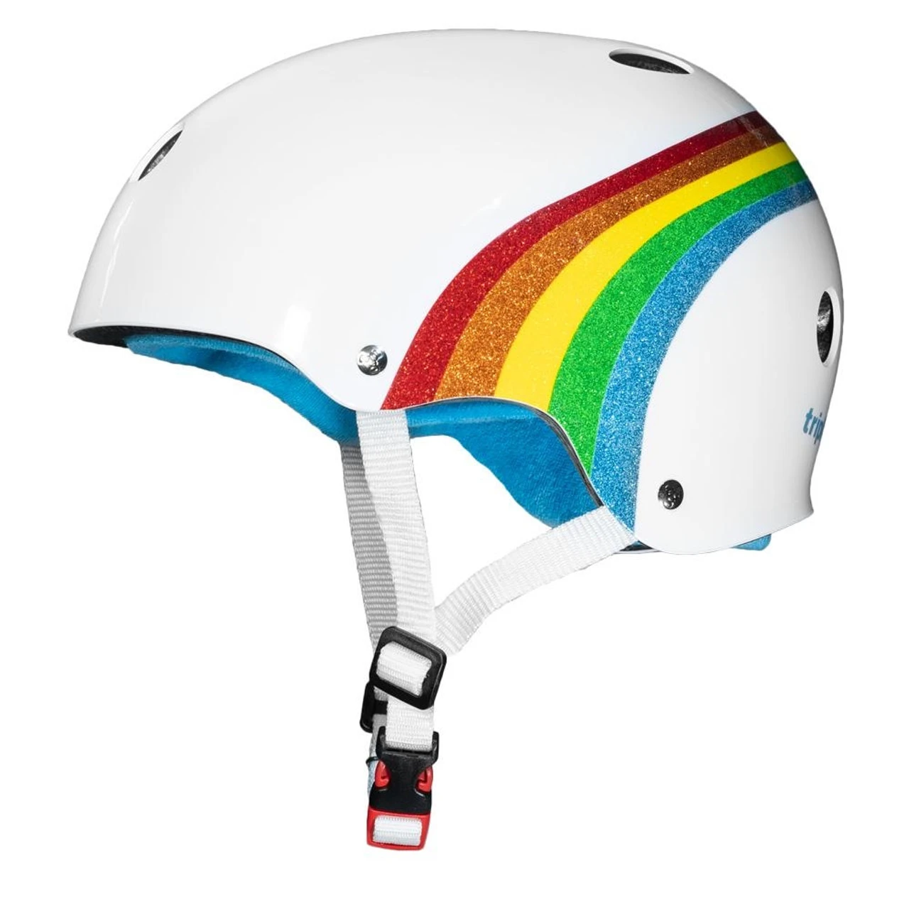 Triple Eight THE Certified Sweatsaver Rollerskating Helmet - White Rainbow Sparkle 4 Triple Eight THE Certified Sweatsaver Rollerskating Helmet - White Rainbow Sparkle - Image 2