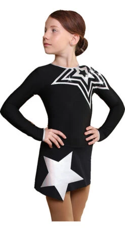 IceDress Figure Skating Dress - Thermal - Constellation (Black With Silver)