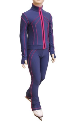 IceDress Figure Skating Thermal Pants - Kant (Blue With Raspderry Line)