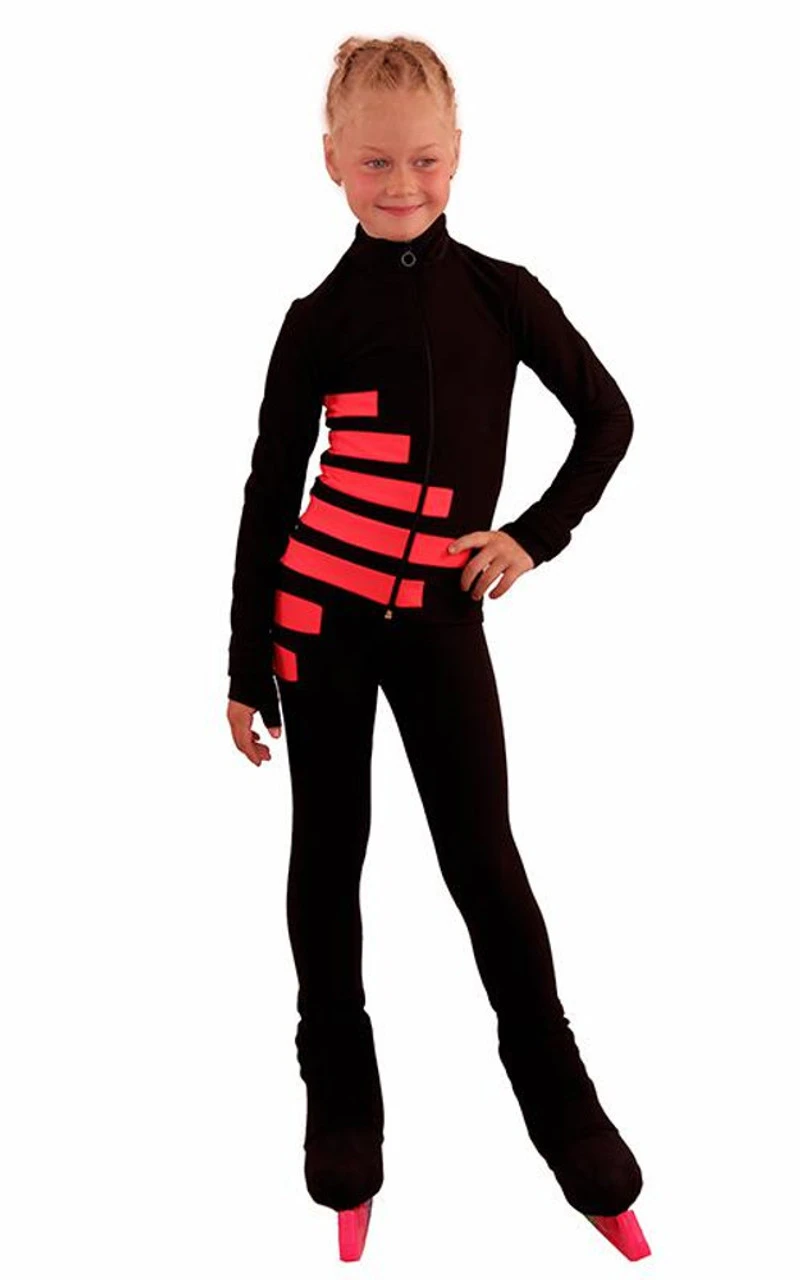 IceDress Figure Skating Outfit - Thermal - IceCode (Black With Coral) 3 IceDress Figure Skating Outfit - Thermal - IceCode (Black With Coral)