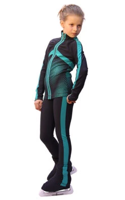 IceDress Figure Skating Outfit - Thermal - Jump (Dark-Grey With Mint Stripes) -Skate Shop dee2b12256e5 19454 38270 67120 55470 82043 78159.1582448182