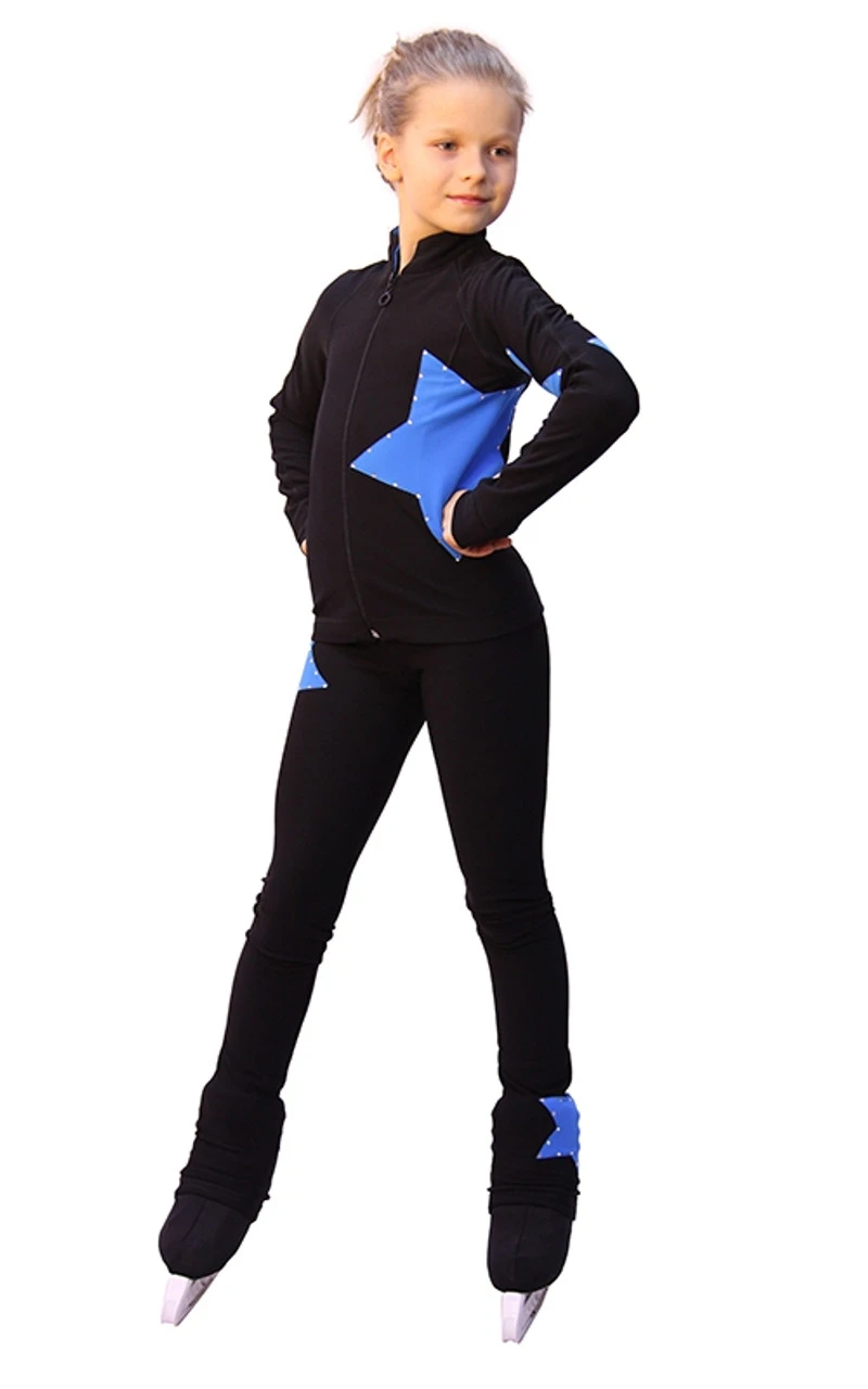 IceDress Figure Skating Outfit - Thermal - Star (with Pants) (Black With Blue) 5 IceDress Figure Skating Outfit - Thermal - Star (with Pants) (Black With Blue) - Image 3