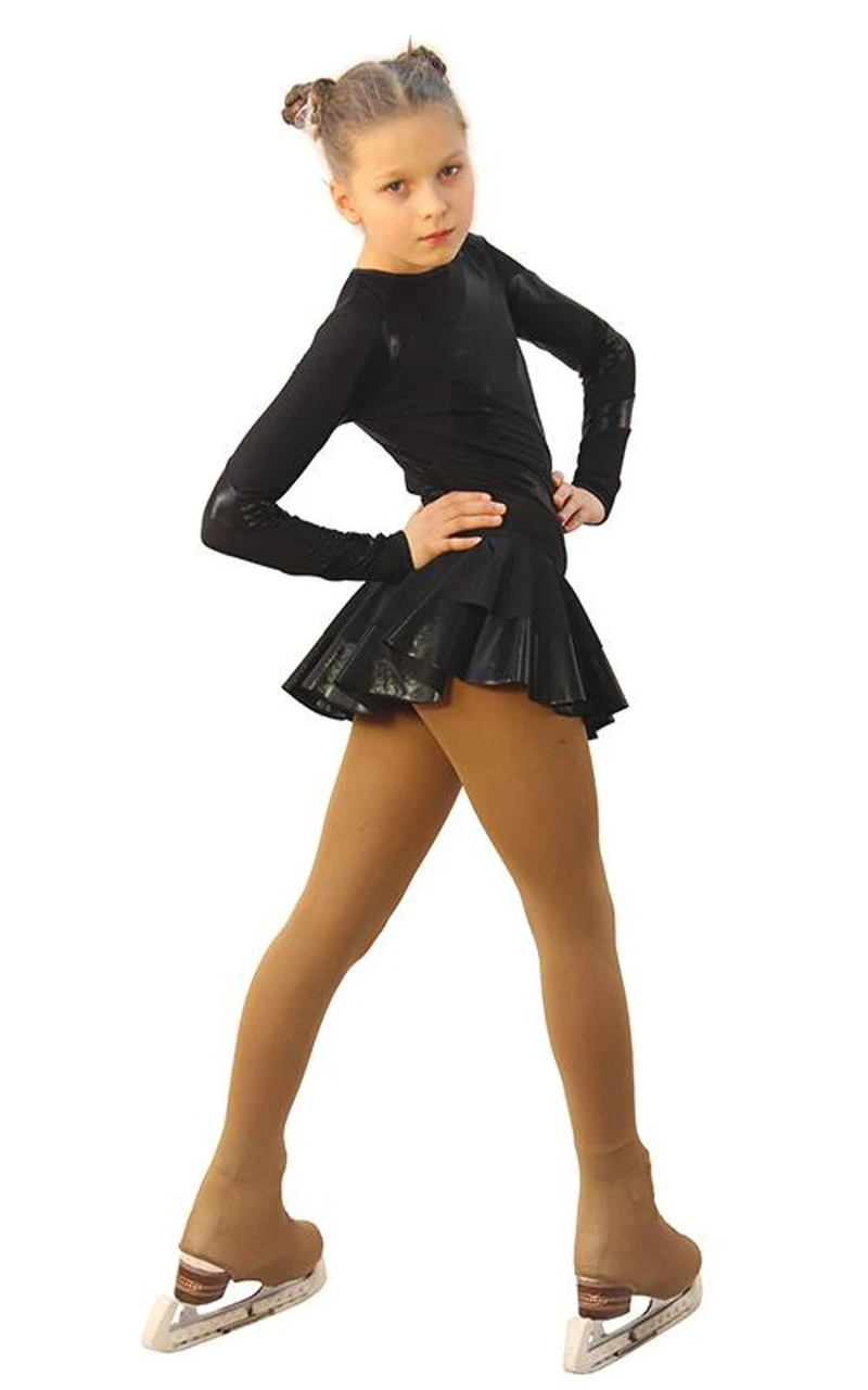 IceDress Figure Skating Dress - Thermal - Serpentine (Black With Black Lycra) 6 IceDress Figure Skating Dress - Thermal - Serpentine (Black With Black Lycra) - Image 4