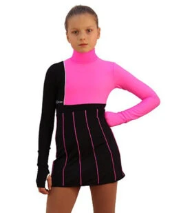 IceDress Figure Skating Dress - Thermal - IceFashion (Black With Hot Pink)