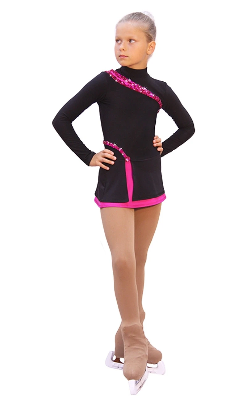 IceDress Figure Skating Dress-Thermal - Lasso(25% OFF, Black With Fuchsia) 3 IceDress Figure Skating Dress-Thermal - Lasso(25% OFF, Black With Fuchsia)