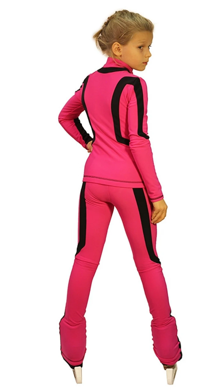 IceDress Figure Skating Outfit - Thermal -Flip (Fuchsia With Black Line) 4 IceDress Figure Skating Outfit - Thermal -Flip (Fuchsia With Black Line) - Image 2