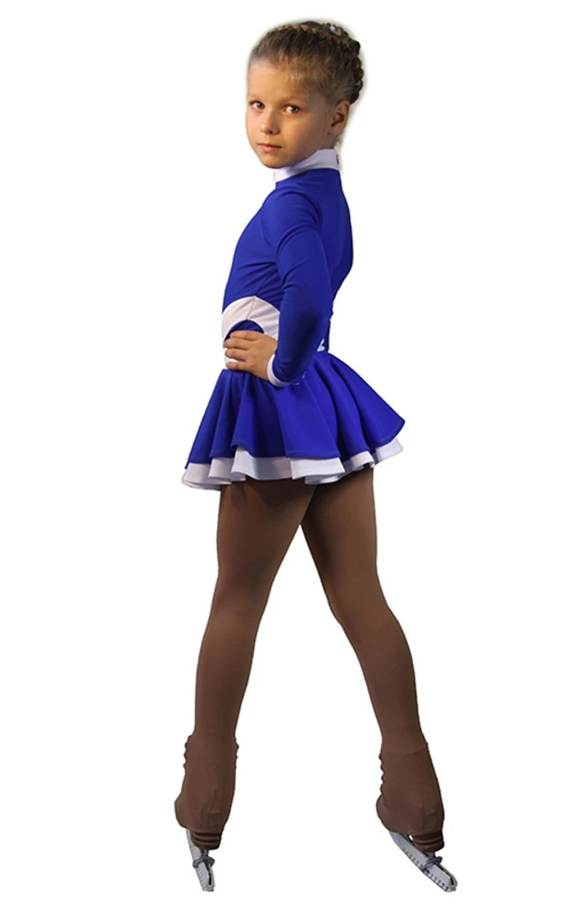 IceDress Figure Skating Dress-Thermal - Cross-Roll (Cornflower Blue And White) 5 IceDress Figure Skating Dress-Thermal - Cross-Roll (Cornflower Blue And White) - Image 3