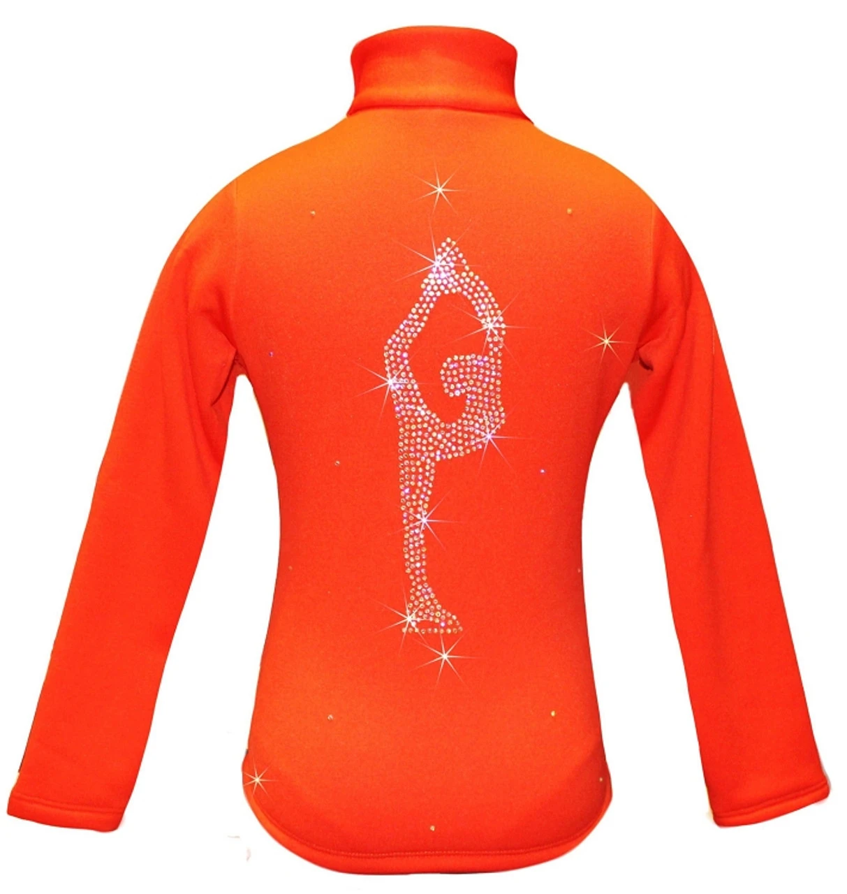 Orange Ice Skating Jacket With "Biellmann" Rhinestone Applique 3 Orange Ice Skating Jacket With "Biellmann" Rhinestone Applique