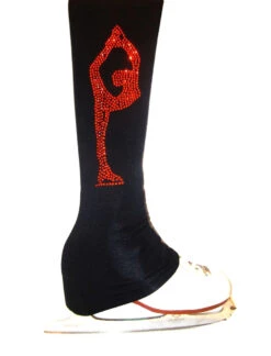 Ice Skating Pants With Orange Crystals "Biellmann" Applique