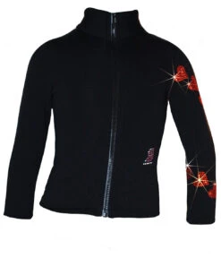 Ice Skating Jacket With "Orange Spiral Hearts" Rhinestones Design
