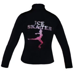 Closeout Poly/Spandex Ice Skating Jacket With Pink Ombre "Ice Skater" Metallic Studs Design