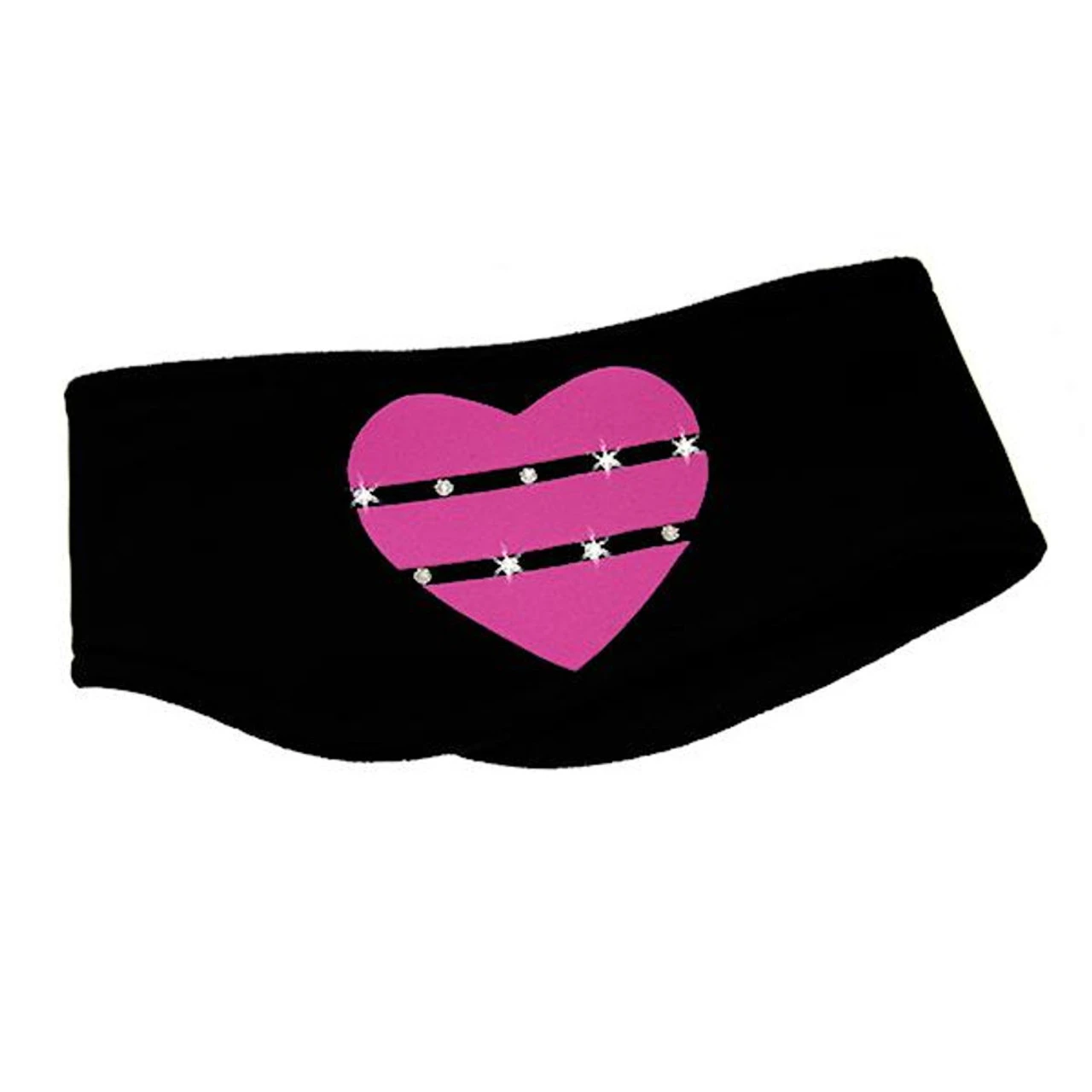IceDress - Two-Color Thermal Figure Skating Headband "Hearts" (Black And Pink) 3 IceDress - Two-Color Thermal Figure Skating Headband "Hearts" (Black And Pink)